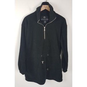 Vtg. Genesis Sz. S Black Fleece High Collar Adjustable Waist Tunic Dress